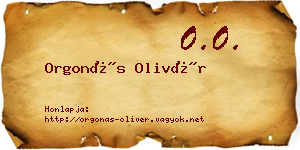 Orgonás Olivér névjegykártya